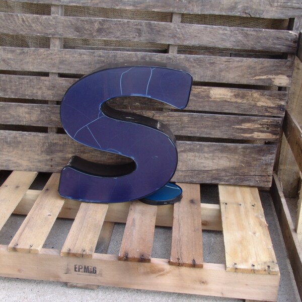 S Channel Letter Plastic Face Plate,industrial décor,lighted sign letter,initial metal letter,marquee sign,monogram,industrial,salvage