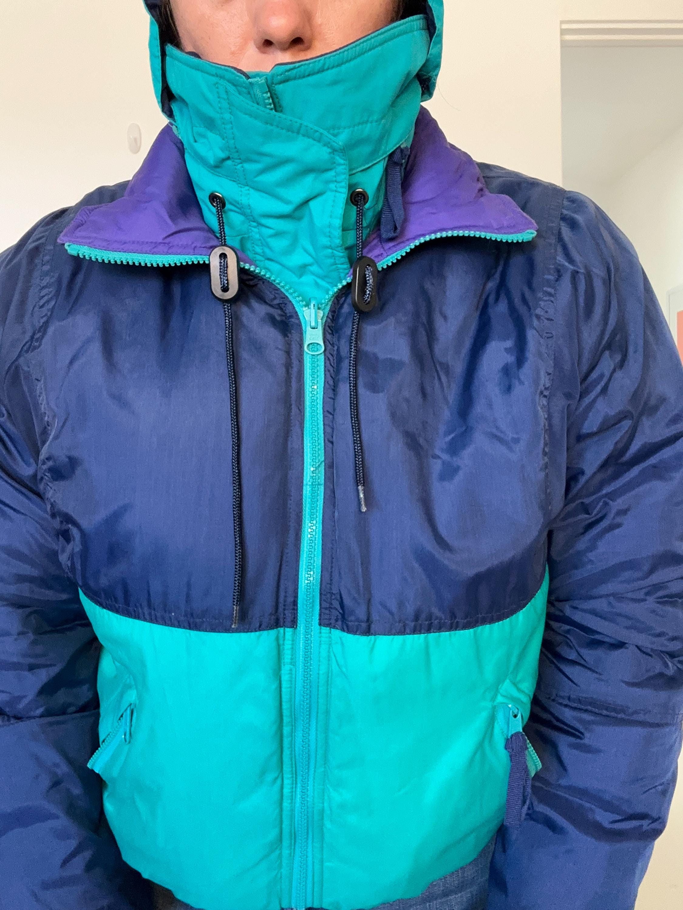 Vintage 90s Eddie Bauer Goose Down Puffer Coat: Reversible Rain 