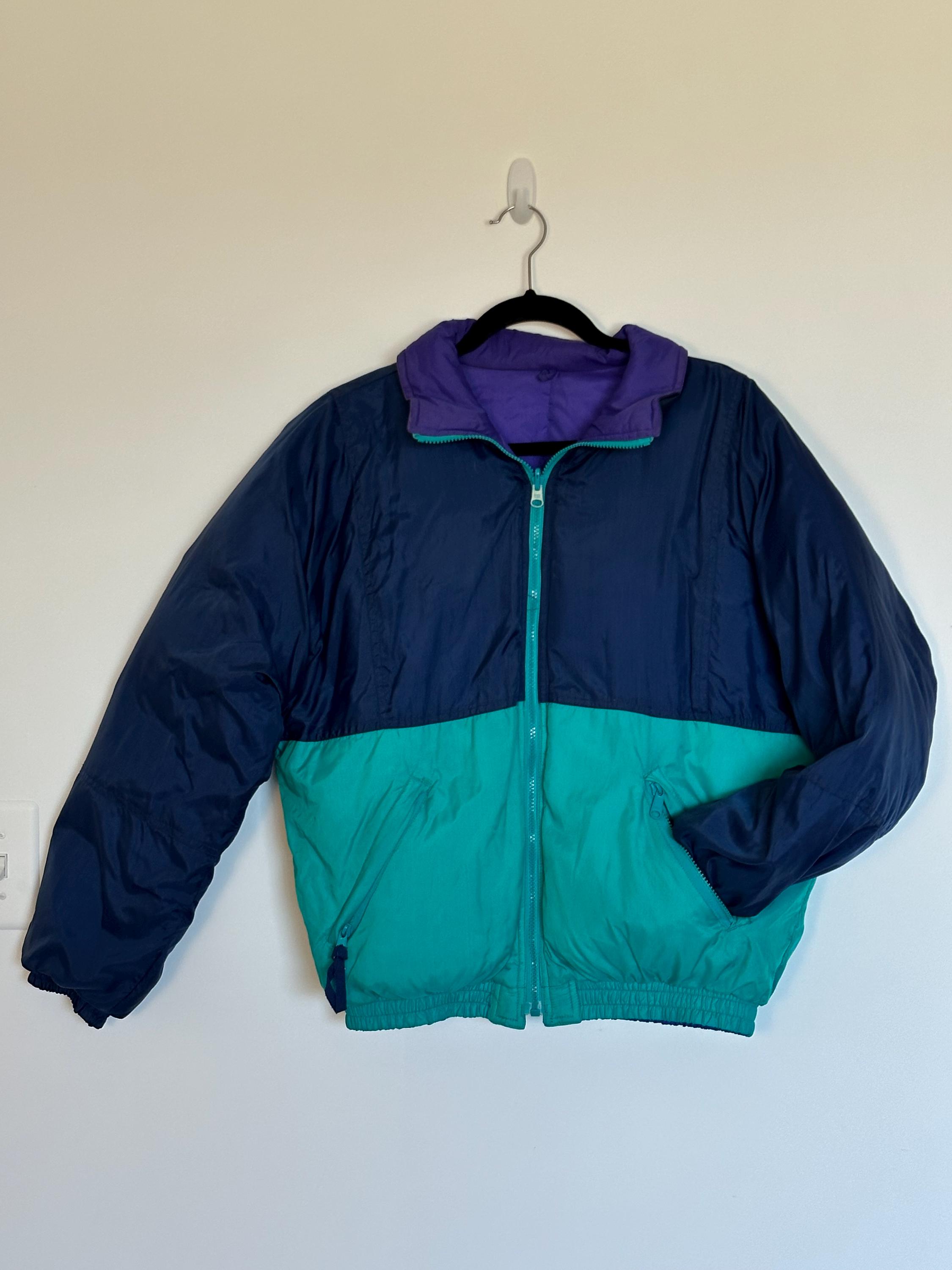Vintage 90s Eddie Bauer Goose Down Puffer Coat: Reversible Rain 