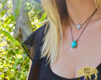 Multi-Strand hemp and Turquoise necklace
