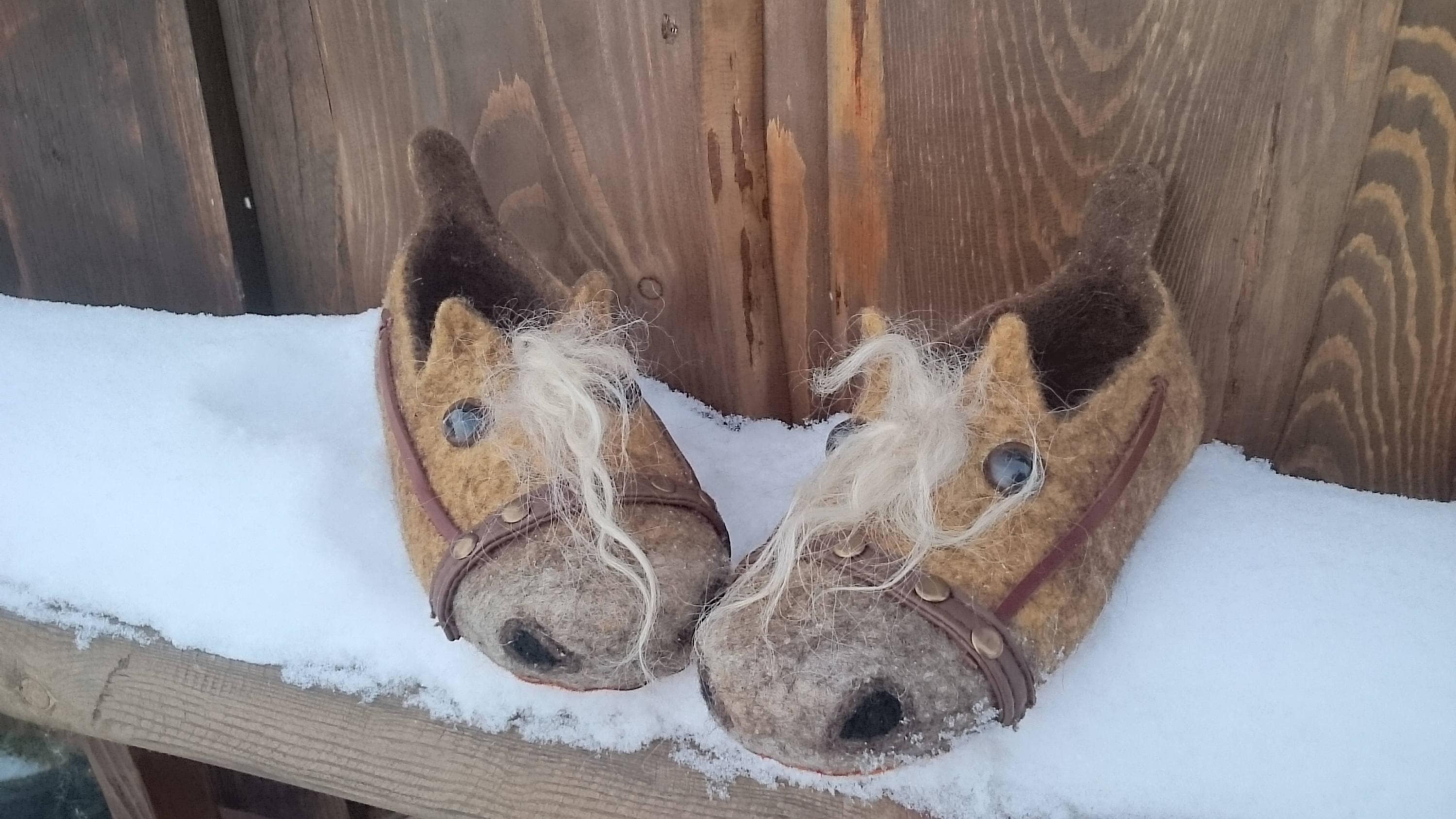 Felted Slippers Ladies Horse Slippers MarienWool