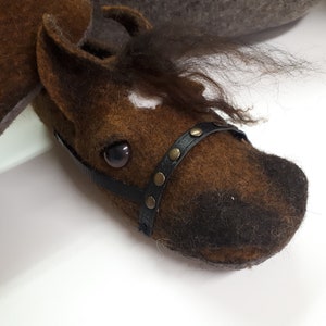 HORSES slippers-woolen slippers-warm slippers-FELT slippers-3D horses slippers-horses clogs-warm shoes-brown horses slippers-felt shoes image 1