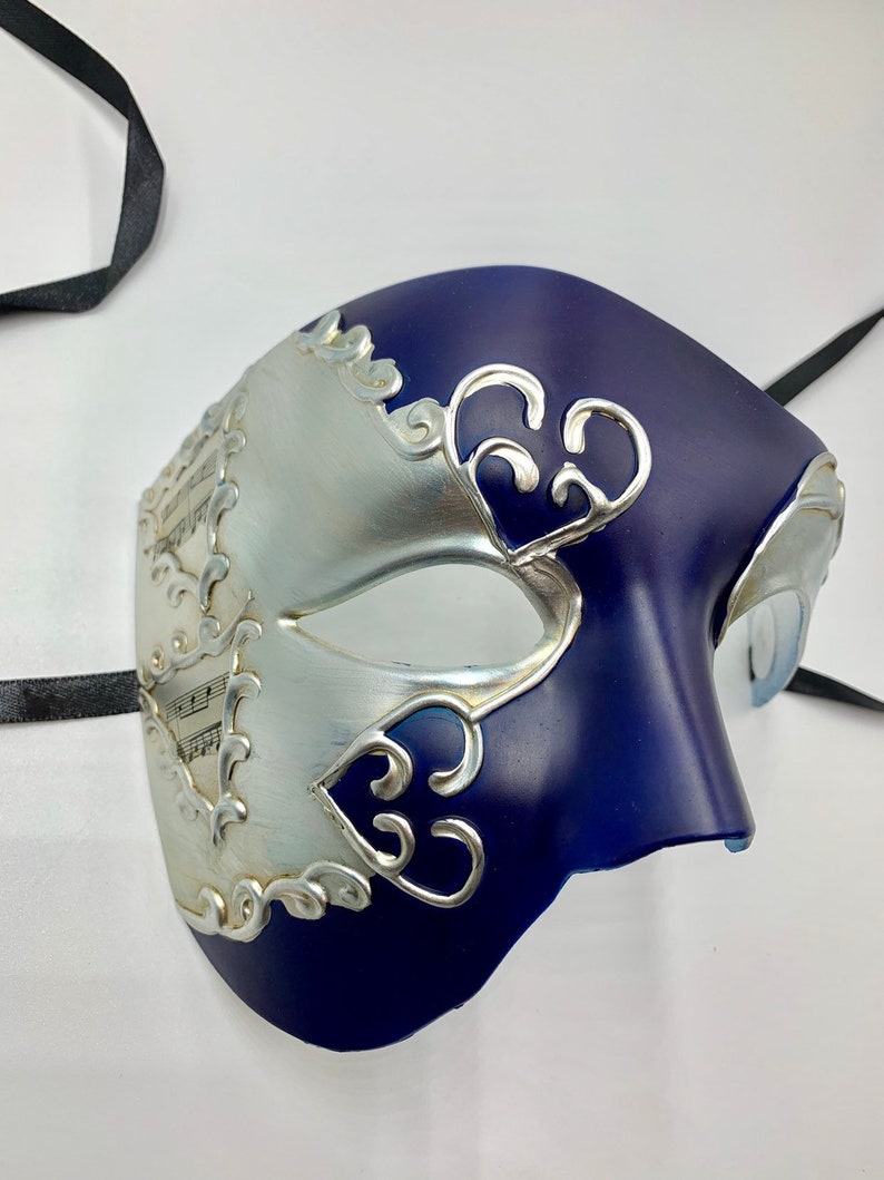 Phantom Half Face Navy Blue Masquerade Mask for Masquerade Parties, New ...