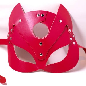 Red Cat or feline masquerade mask, sexy cat costume mask, perfect for a photo prop masquerade theme.