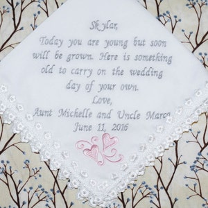 Mother of the bride handkerchief, Embroidered Wedding handkerchief, mother of the bride gift, mother of the groom gift, wedding hanky
