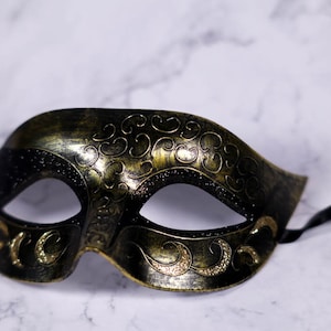 Phantom gold masquerade mask, black masquerade phantom mask,