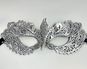 Masquerade mask, lace mask, silver and black masquerade lace mask fit for masked Ball, New years