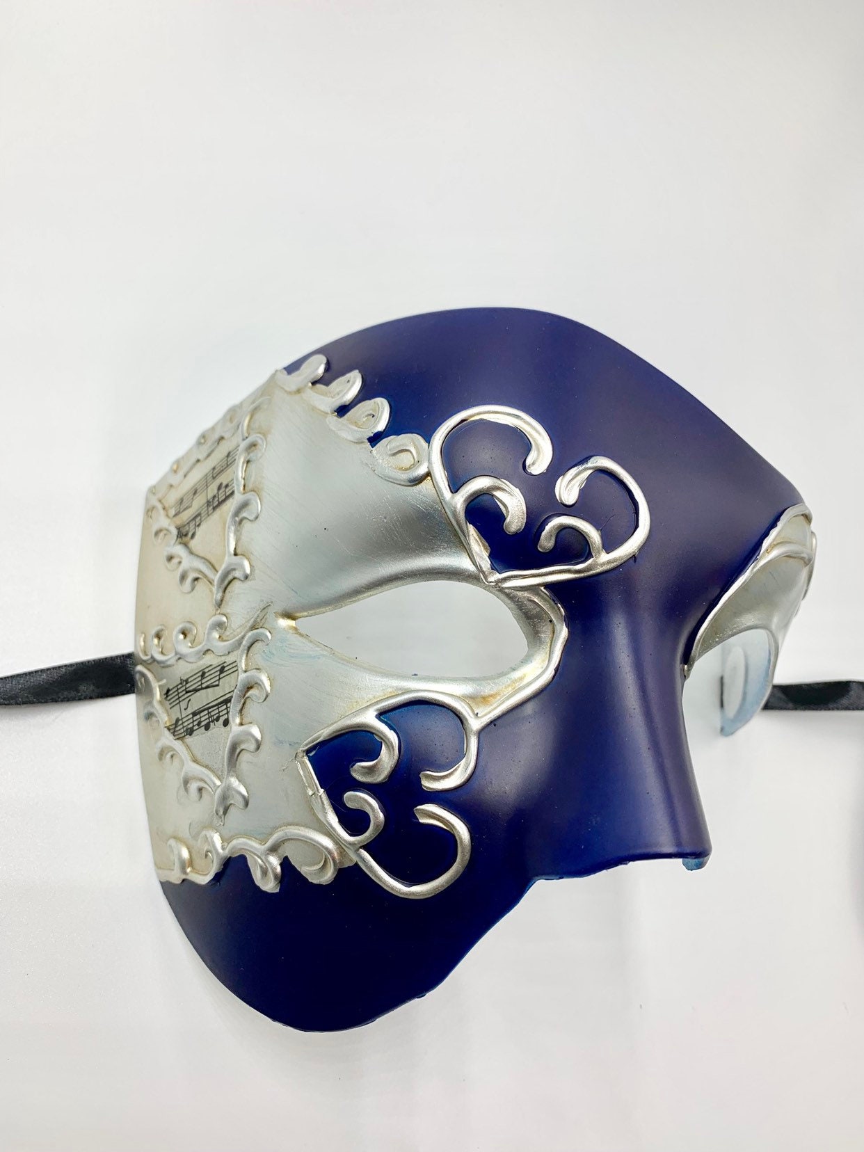 Phantom Half Face Navy Blue Masquerade Mask for Masquerade Parties, New ...