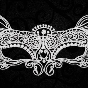 White lace mask, lace masquerade mask fit for ball parties, prom nights, fairy costumes