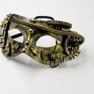Steampunk masquerade mask, gold and black mechanical masquerade mask for masquerade galas for male masks