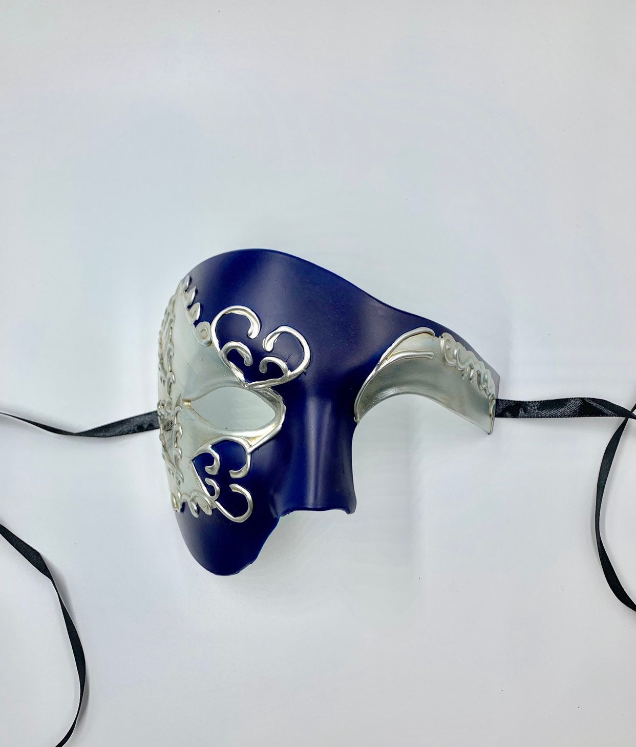 Phantom Half Face Navy Blue Masquerade Mask for Masquerade Parties, New ...