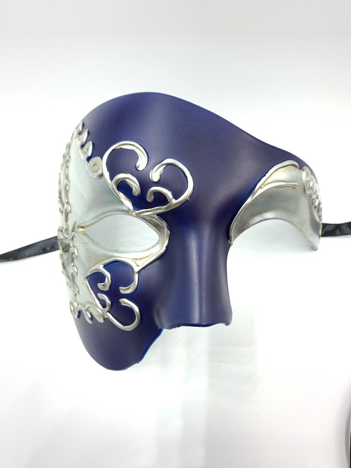 Phantom Half Face Navy Blue Masquerade Mask for Masquerade Parties, New ...