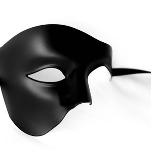 Phantom half face black masquerade mask for masquerade parties, new years and halloween masquerade, prom masquerade