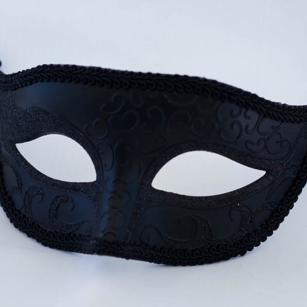 Black Phantom masquerade mask fit for masquerade new year's parties, masquerade ball, halloween and prom parties
