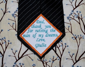 One Iron on wedding tie patch, Grooms iron on tie patch, father of the bride embroidered tie patch, father of the groom, heart tie patch,