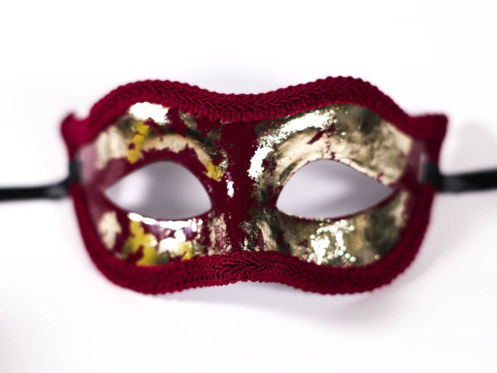 Burgundy and Gold Masquerade Mask Fit for Masquerade New Years