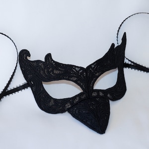 Black lace masquerade mask, raven halloween costume, peacock masquerade mask