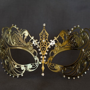 Gold masquerade mask. masquerade lace metal mask. wedding masquerade mask