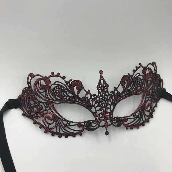 Masquerade mask, lace mask, Red masquerade lace mask fit for masked Ball, New years