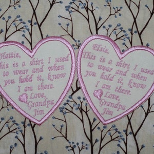 Set of 3 Memorial pocket patches , Pillow iron on patch, pillow pocket patch, keepsake memory sew on patch