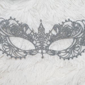 Masquerade mask, lace masquerade silver mask, metalic silver mask perfect for masked ball parties