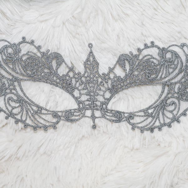 Masquerade mask, lace masquerade silver mask, metalic silver mask perfect for masked ball parties