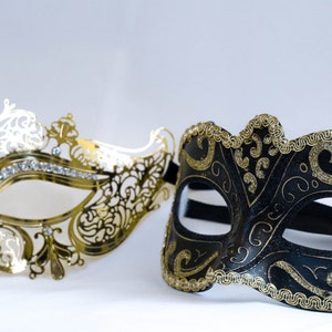 His and Hers masquerade gold masks, couples masquerade masks, perfect for New years masquerade ball parties