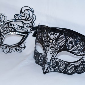 Couples masquerade black lace masks or even His and hers masquerade metal mask fit for masquerade parties