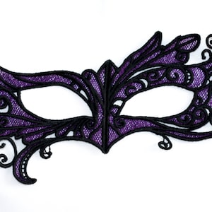 lace black and purple masquerade mask, steampunk masquerade mask, masquerade black lace for masquerade parties, new years mask