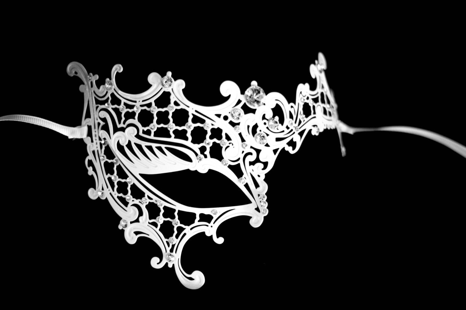 Masquerade mask white masquerade half face phantom metal Etsy
