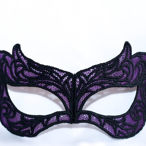 Lace masquerade mask, Black and purple masquerade custom mask, raven halloween costume mask, masquerade ball party mask
