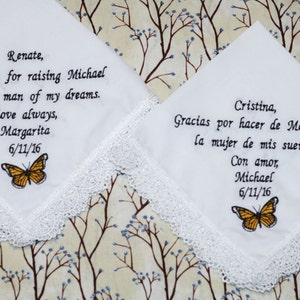 mother of the bride and mother of the groom wedding embroidered handkerchief, wedding gift