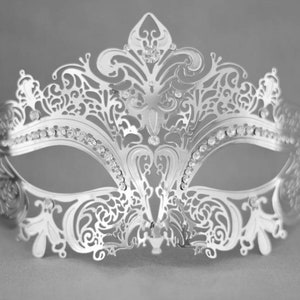 Silver/ Grey laser cut masquerade mask perfect for weddings masquerade parties, masquerade ball mask for new years party and masquerade prom