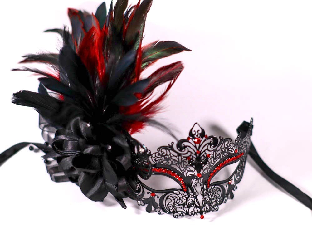 Masquerade Mask, Masquerade Mask With Stick and Feathers, Laser Cut ...