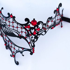 Black and red laser cut masquerade metal mask, masquerade metal mask fit for maquerade new years parties