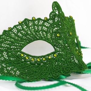 Green  lace mask fit for fairy parties masquerade nights peacock costumes
