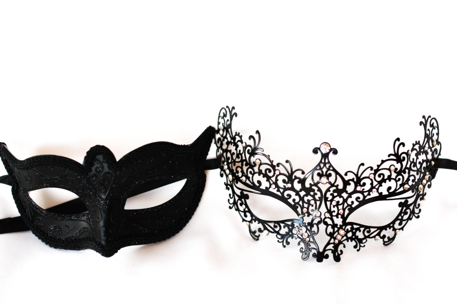 His and Hers Masquerade Black Mask Couples Perfect Black - Etsy