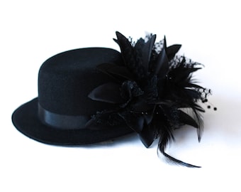 Head hair clip barette hat, flower headband, feather bride headband with clipon clips, gothic lolita
