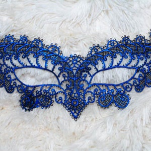Masquerade mask, lace masquerade mask blue and black, blue with black color mask lace mask