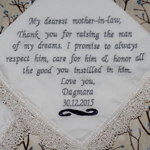 Mother of the bride handkerchief, Embroidered wedding handkerchiefs, Mothe of the groom handkerchief and mother of the bride set of handkerc