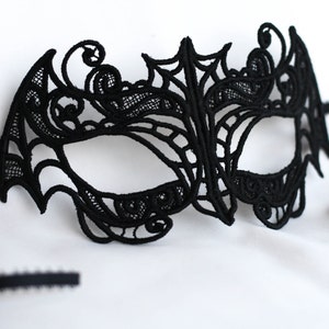 Black Lace Masquerade Bat Mask Halloween Masquerade Mask Fit - Etsy