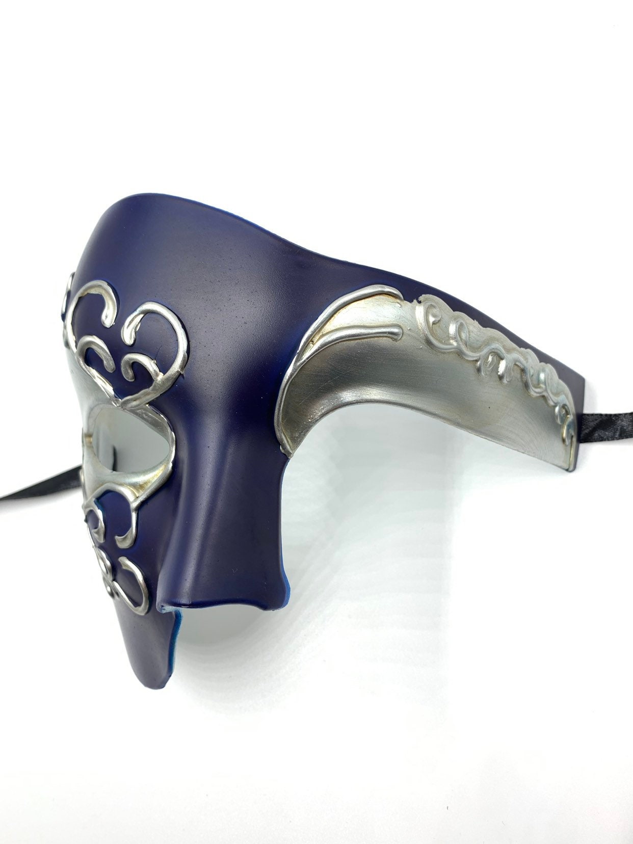 Phantom Half Face Navy Blue Masquerade Mask for Masquerade Parties, New ...