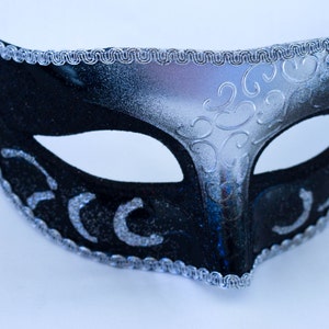 black and silver masquerade mask, phantom new years masquerade mask fit for masked ball parties,