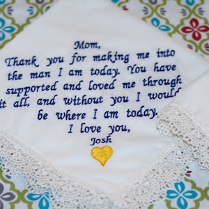 Set of 2 wedding embroidered handkerchiefs gifts and favors , Mother of the bride handkerchief, Mother of the groom handkerchief