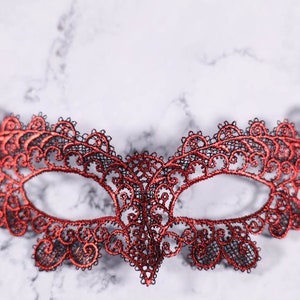 Masquerade mask, lace mask, Red masquerade lace mask fit for masked Ball, New years