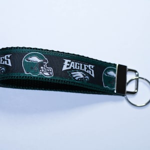 Philadelphia Eagles football design, ribbon wristlet keyfob grab keychain accesory, Gift under 5 dollars, Valentine gift basket