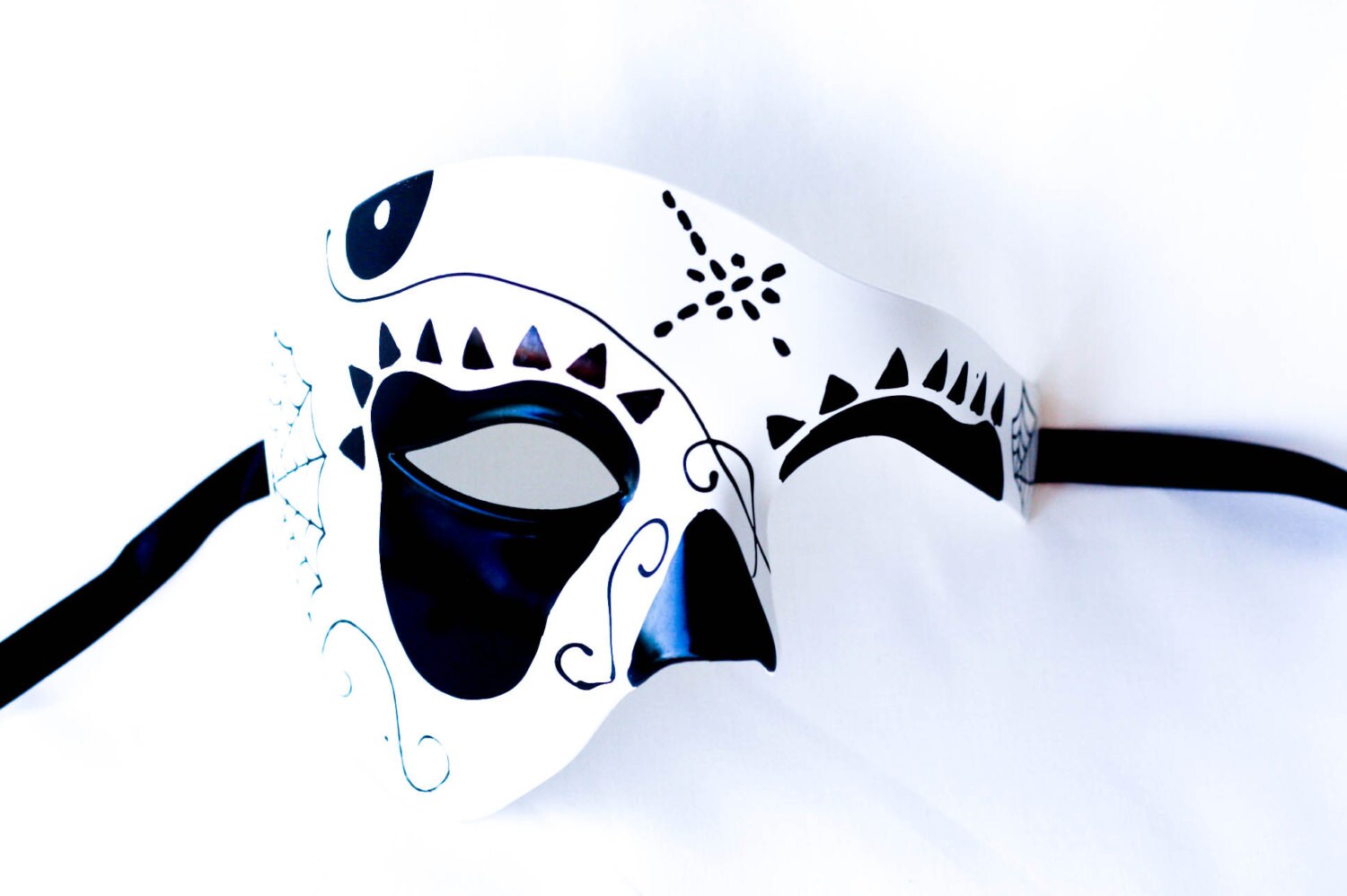 Phantom Half Face Black and White Masquerade Mask for | Etsy