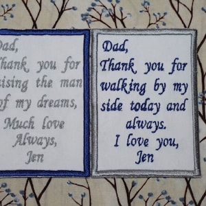 Set of 2 tie patches, wedding gift for father of the bride, father of the groom, groom tie patch as wedding favor