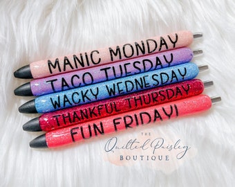 Glitter Pen, Days of the week, Funny pens, Papermate Inkjoy Gel Pen