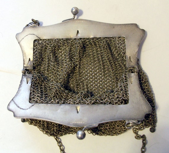 Antique German Silver Mesh Purse ~ Ornate Design … - image 5